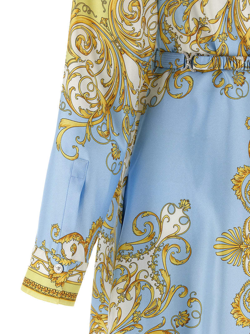 Versace Blue Silk Midi Dress