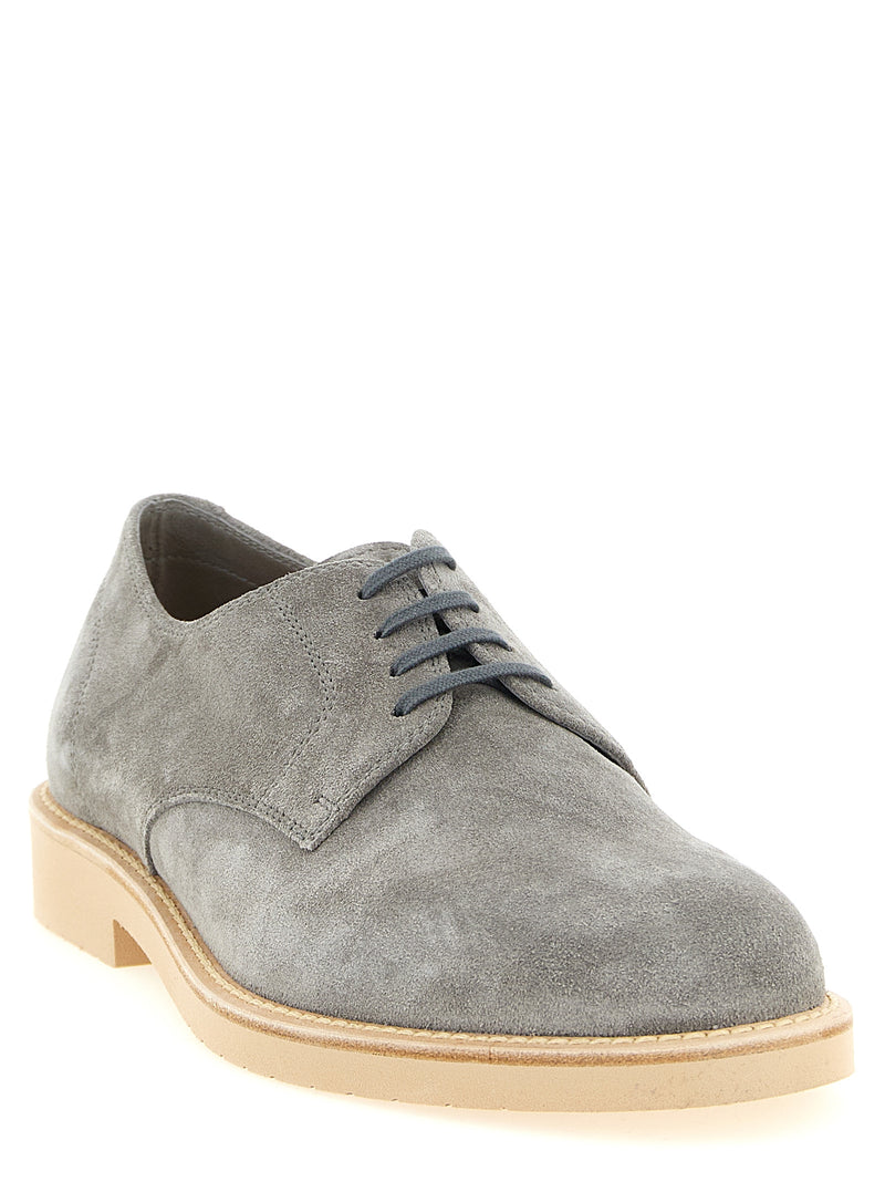 Brunello Cucinelli Gray Leather Oxfords And Derbies