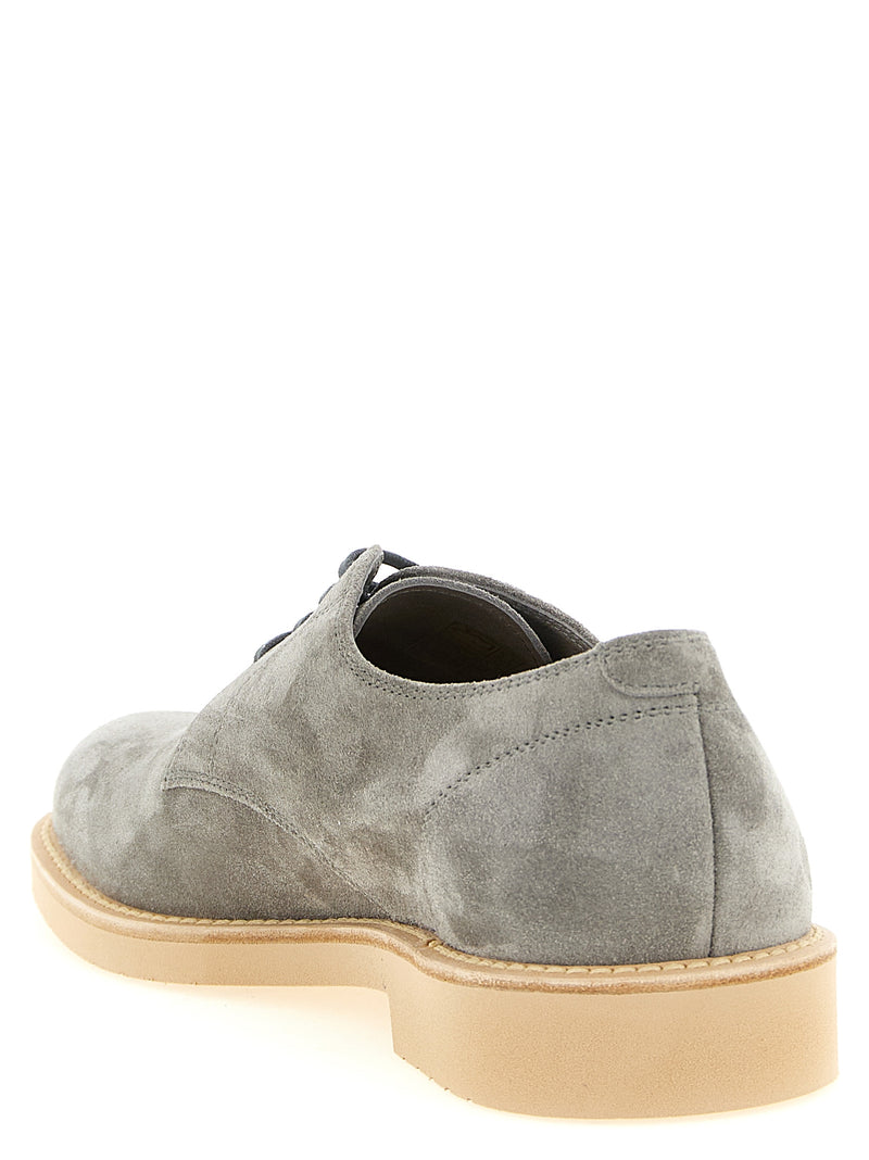 Brunello Cucinelli Gray Leather Oxfords And Derbies