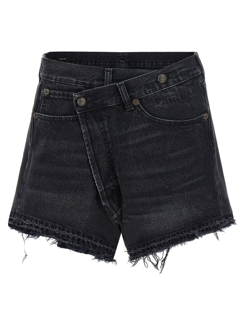 R13 Black Cotton Bermuda Shorts