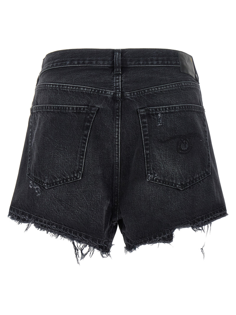 R13 Black Cotton Bermuda Shorts