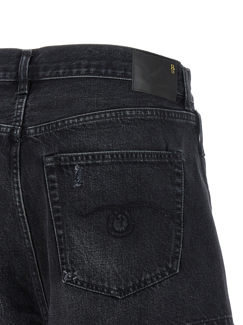 R13 Black Cotton Bermuda Shorts