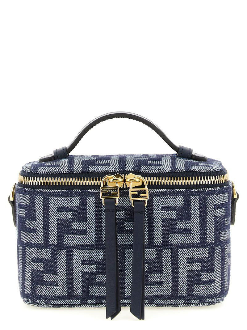 Fendi FF Vanity Blue Cotton Handbag