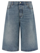 Ami Paris Blue Cotton Bermuda Shorts