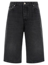 Ami Paris Black Cotton Bermuda Shorts