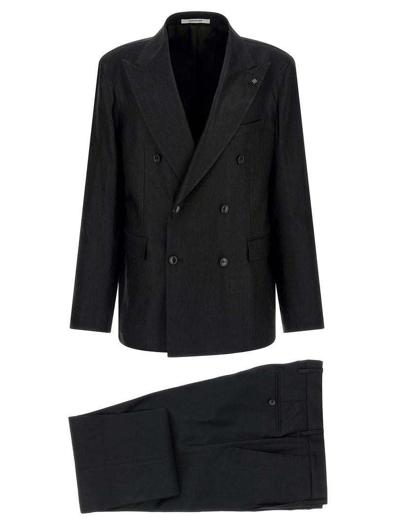 Tagliatore Black Linen Two-Piece Suit - Vesuvio Model