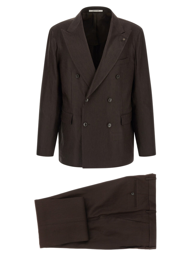 Tagliatore Vesuvio Brown Linen Two-Piece Suit for Men