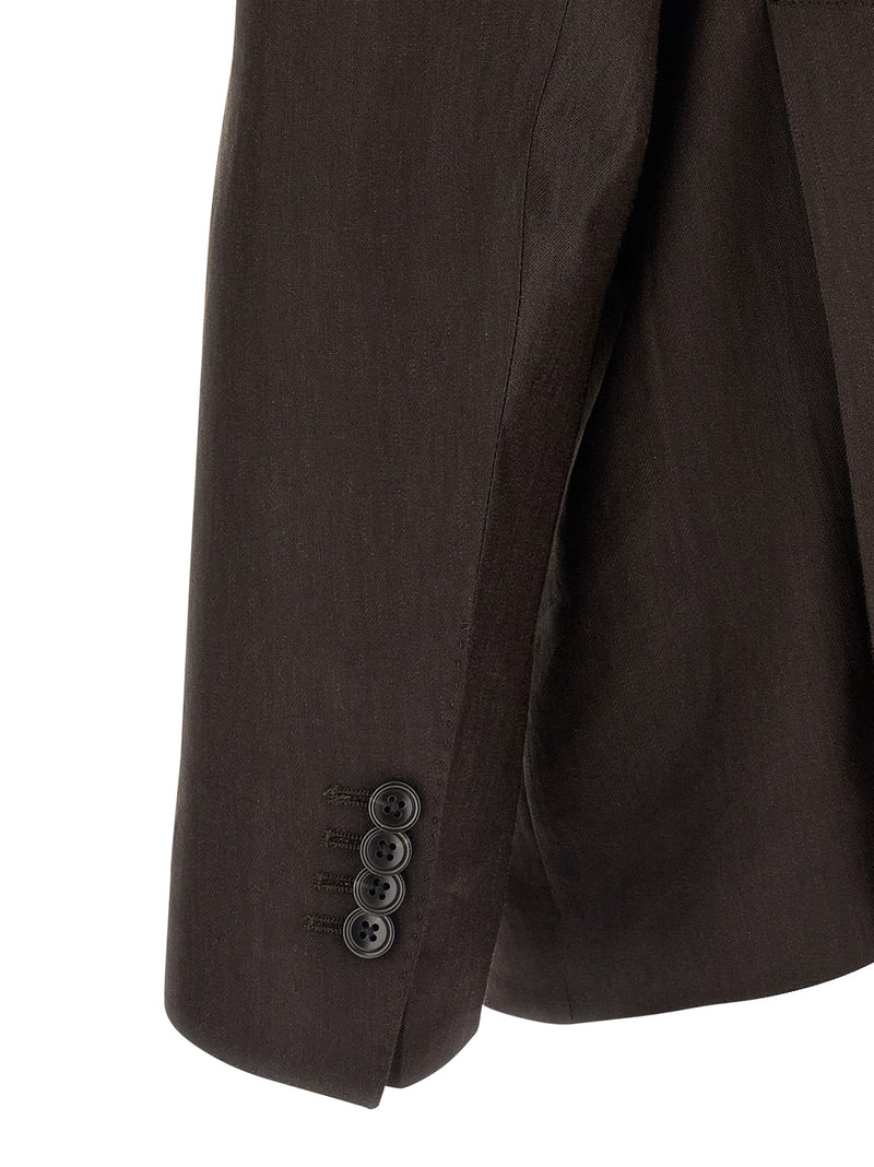 Tagliatore Vesuvio Brown Linen Two-Piece Suit for Men