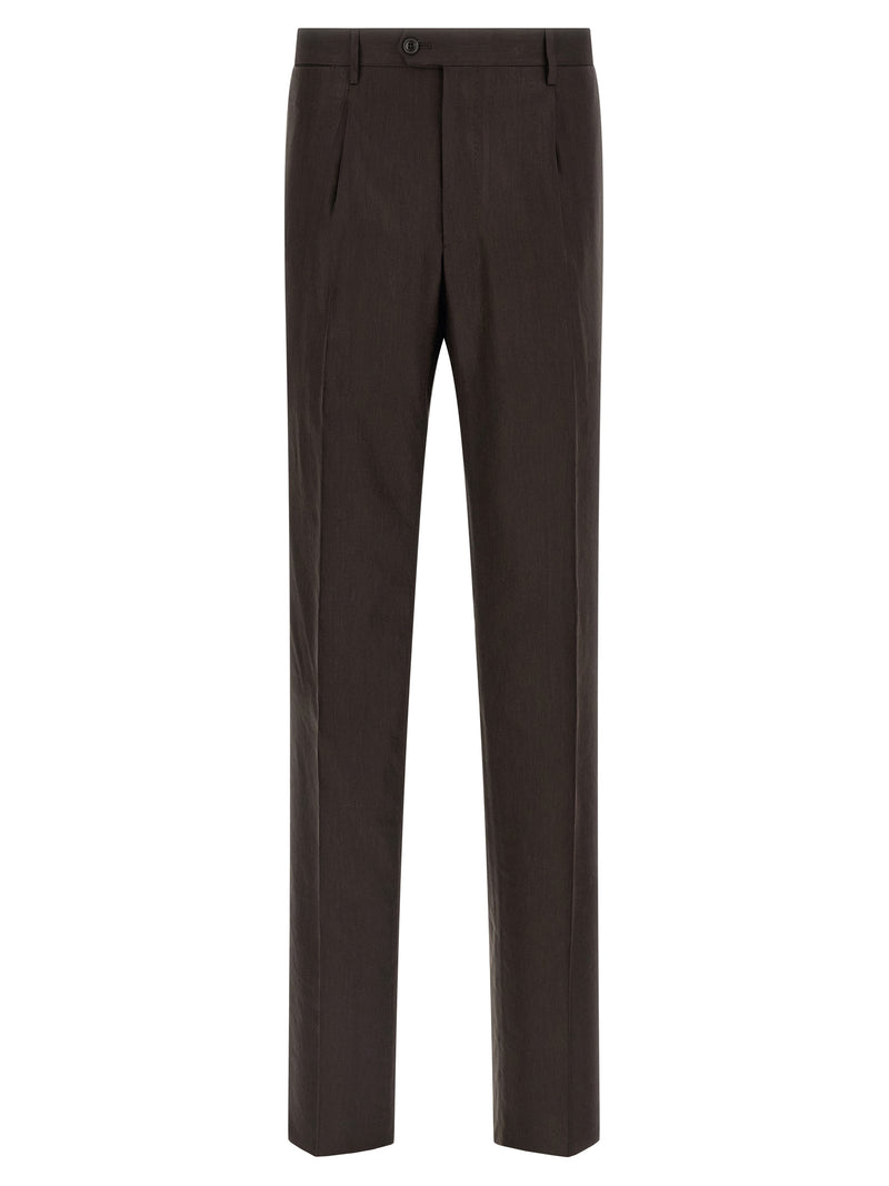 Tagliatore Vesuvio Brown Linen Two-Piece Suit for Men