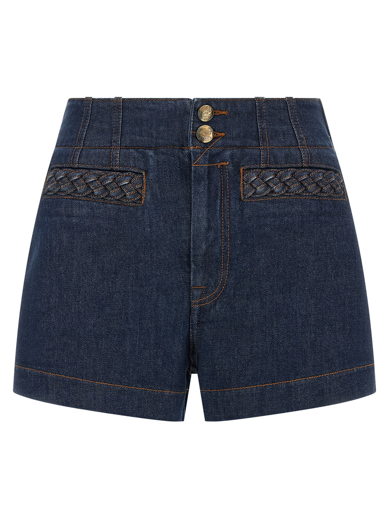Zimmermann Aster Blue Cotton Bermuda Shorts for Women