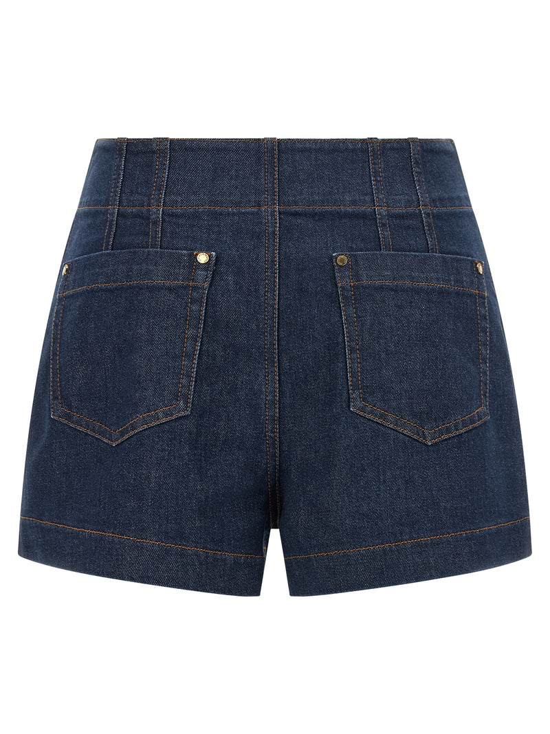 Zimmermann Aster Blue Cotton Bermuda Shorts for Women