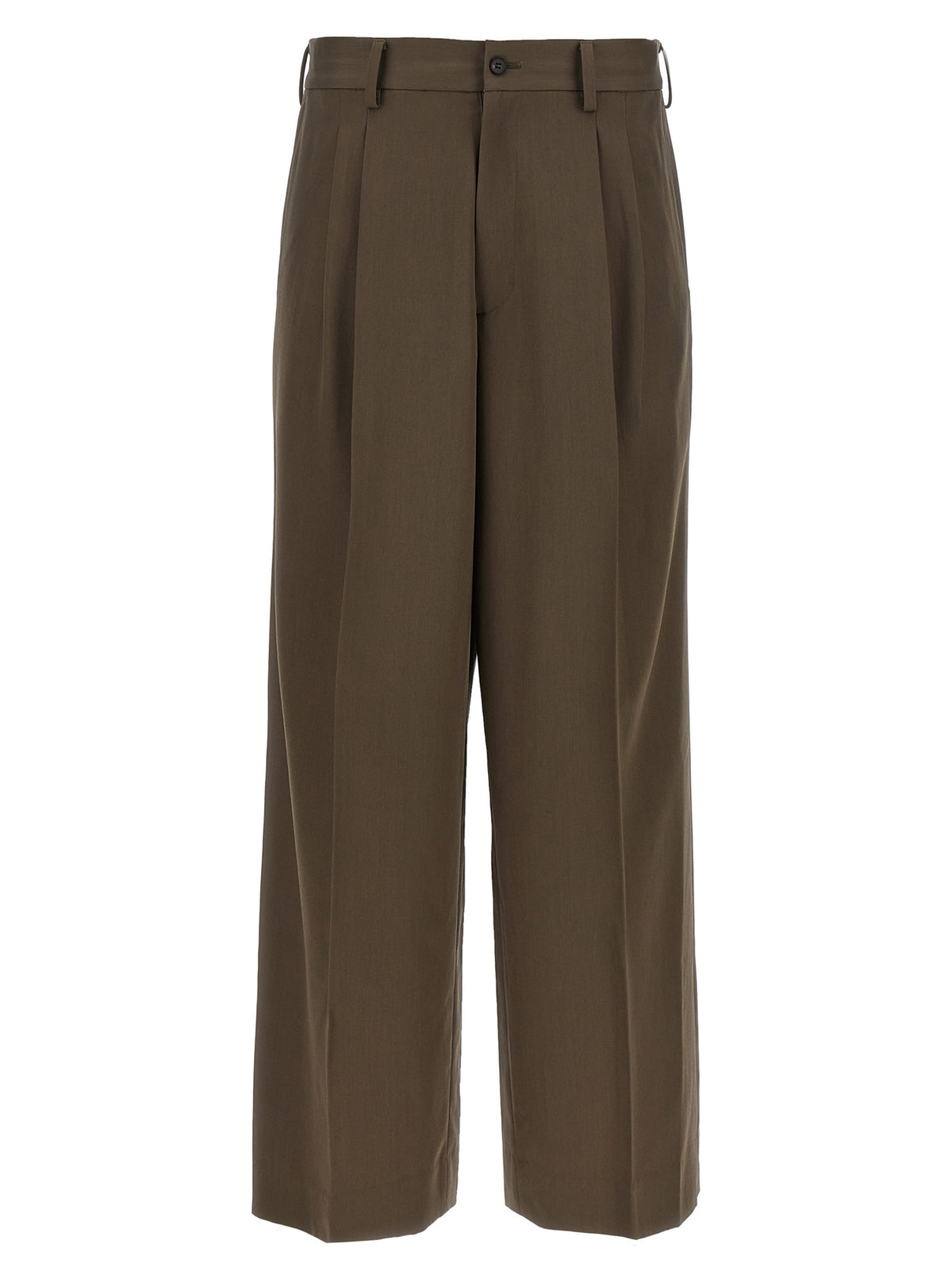 SSSTEIN Easy Long Wide Brown Wool Casual Pants for Men