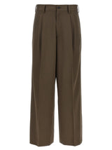 SSSTEIN Easy Long Wide Brown Wool Casual Pants for Men