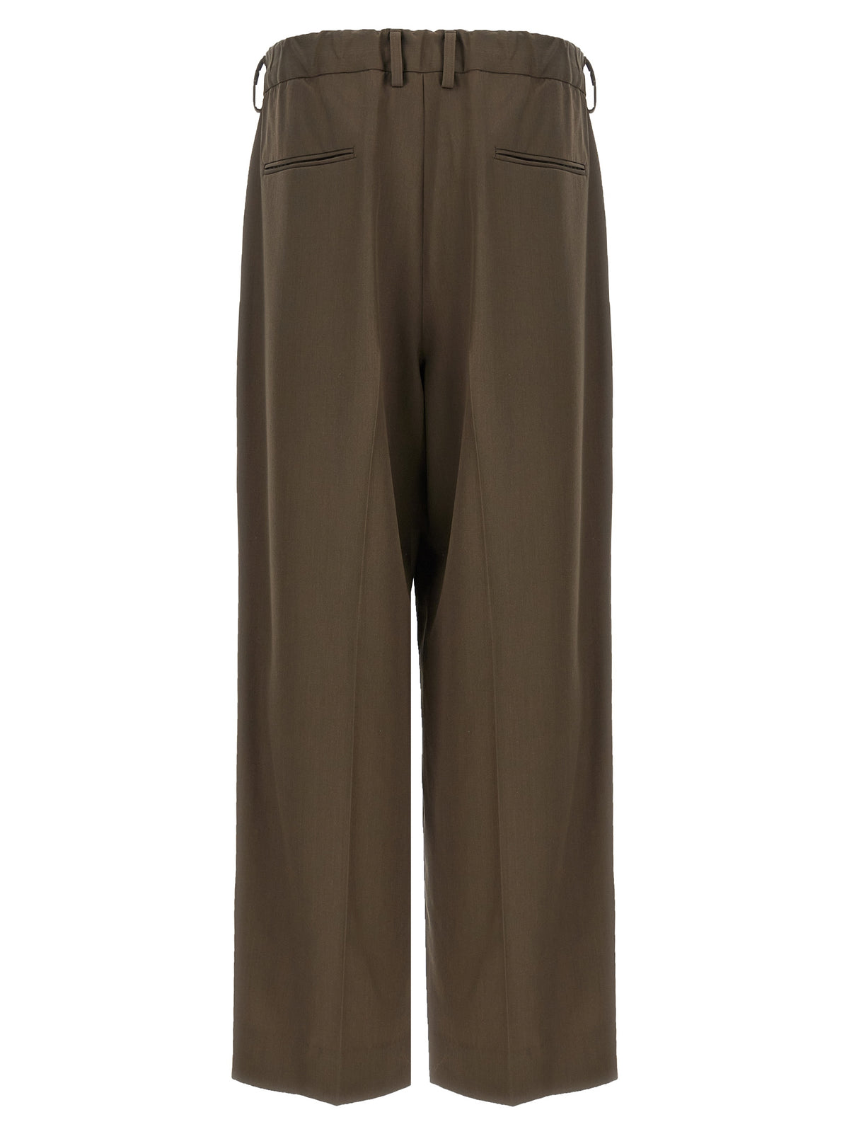 SSSTEIN Easy Long Wide Brown Wool Casual Pants for Men