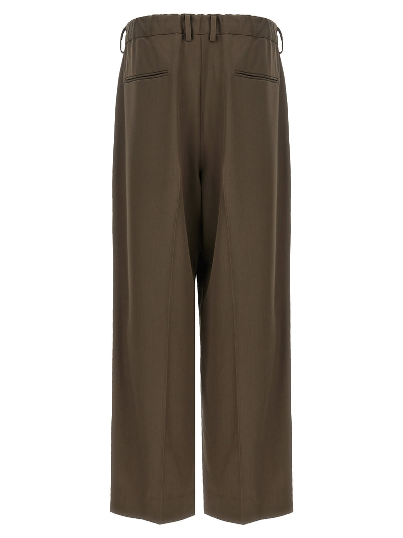 SSSTEIN Brown Wool Casual Pants - Easy Long Wide Trousers