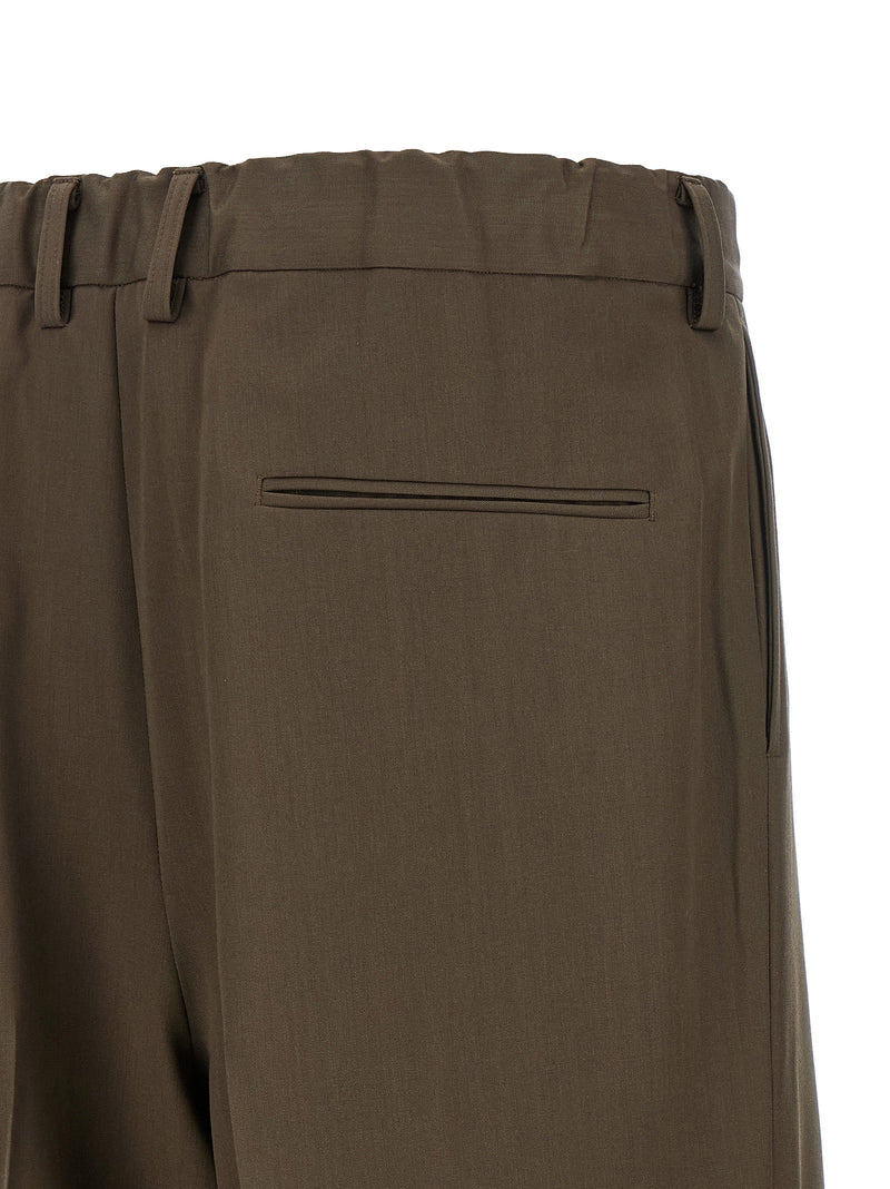 SSSTEIN Brown Wool Casual Pants - Easy Long Wide Trousers