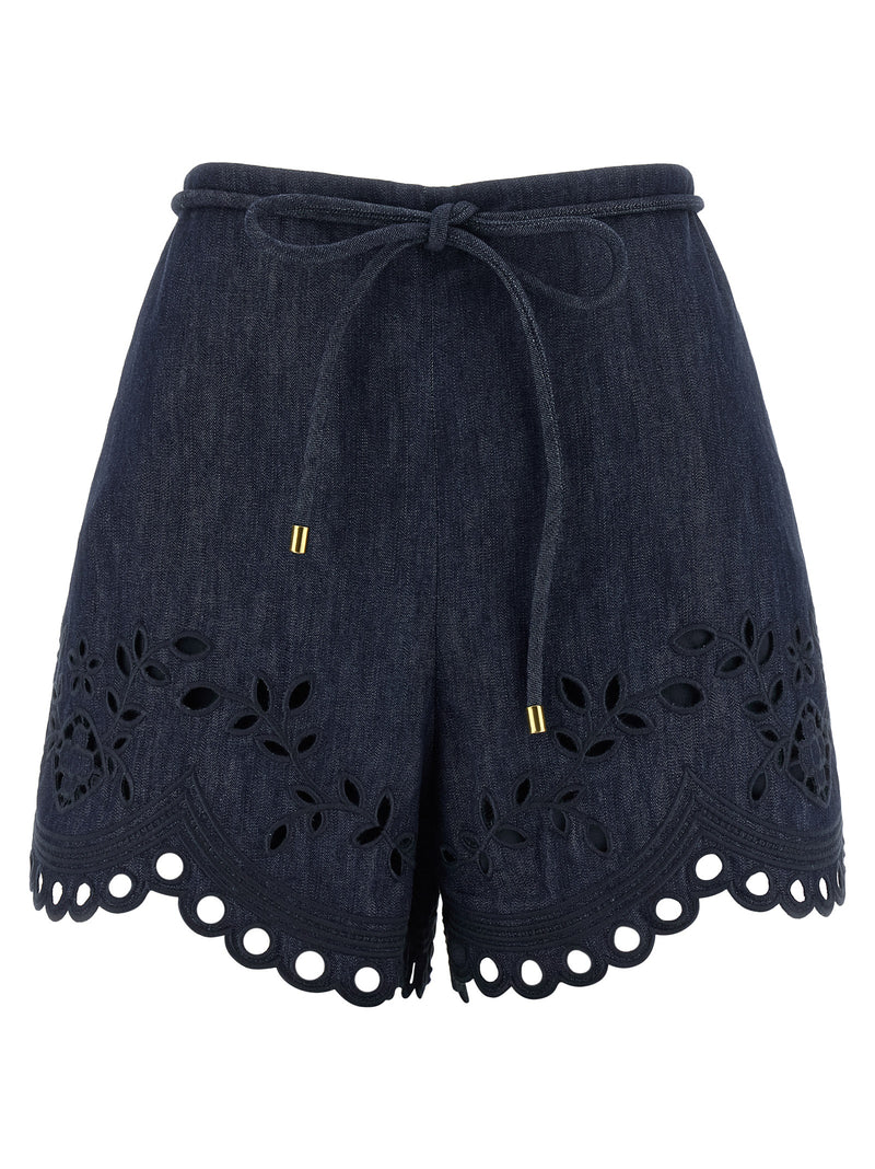 Zimmermann Mahon Blue Cotton Bermuda Shorts for Women