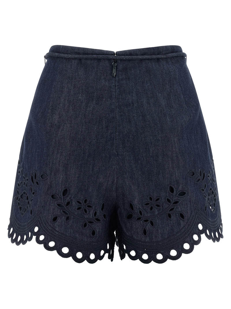 Zimmermann Mahon Blue Cotton Bermuda Shorts for Women