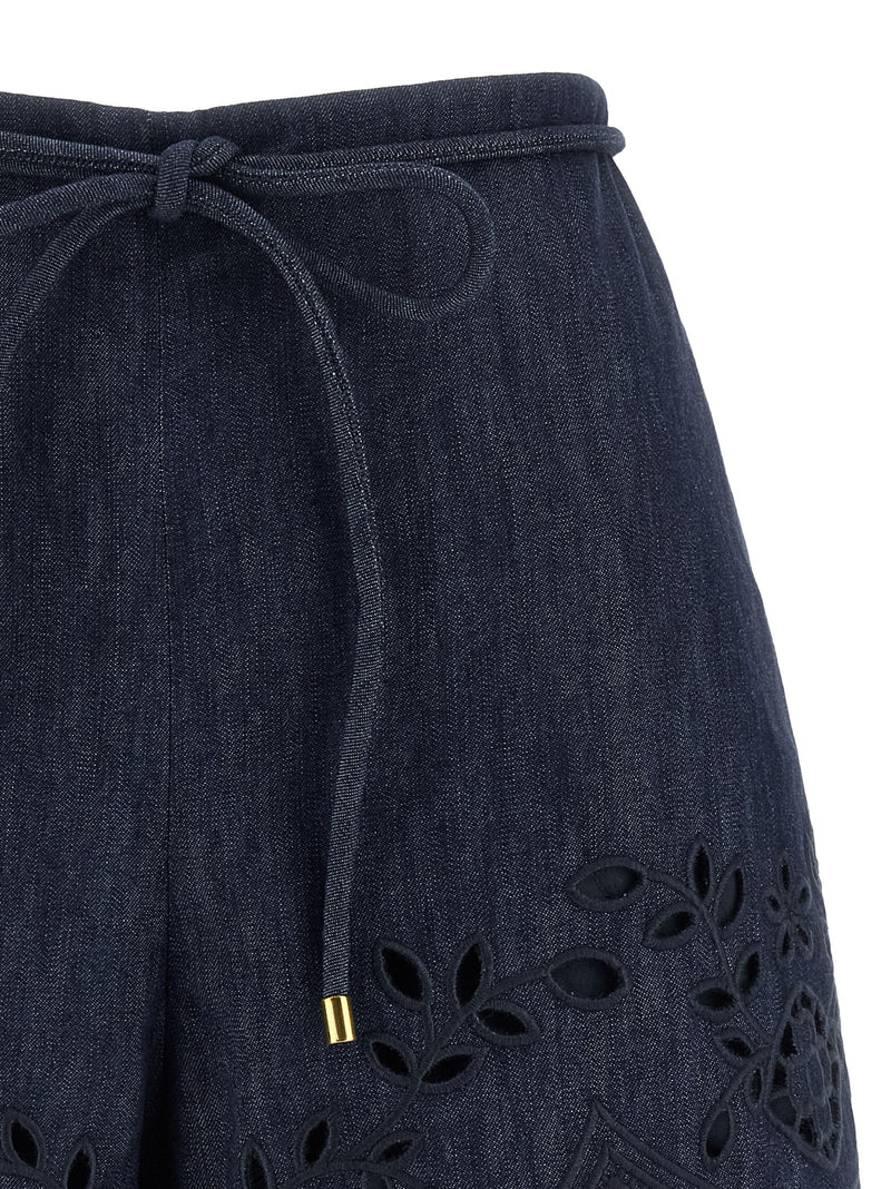 Zimmermann Mahon Blue Cotton Bermuda Shorts for Women