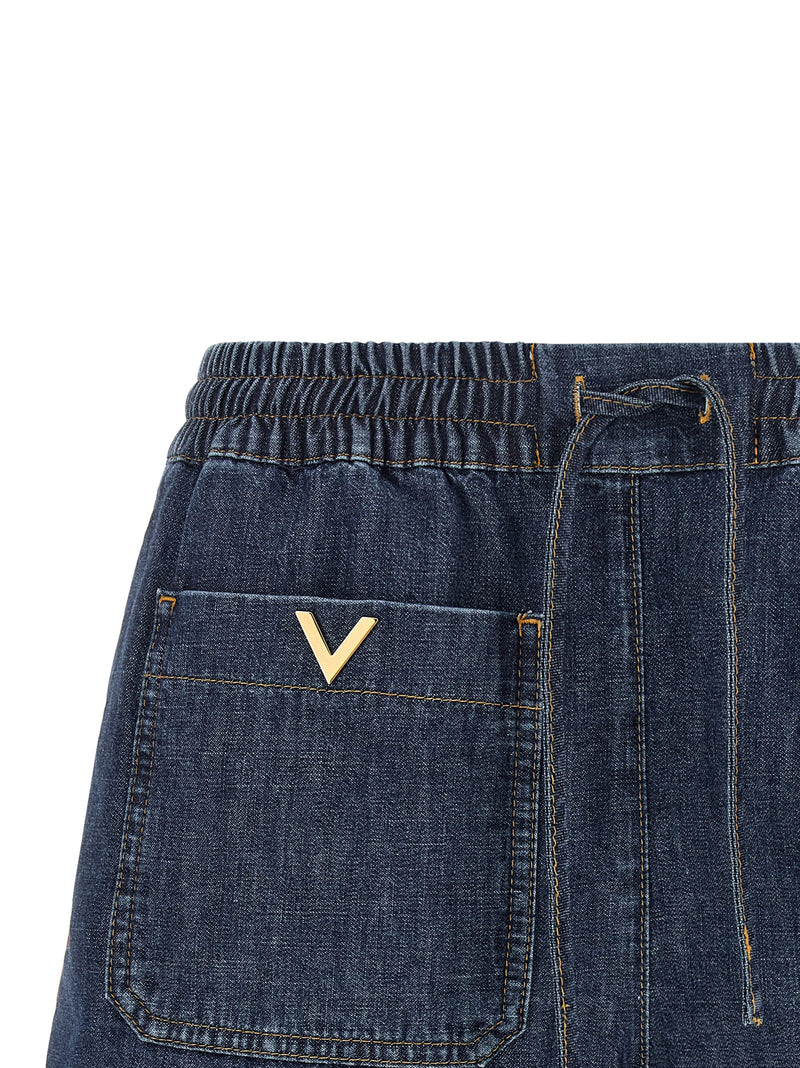 Valentino Garavani Blue Cotton Bermuda Shorts