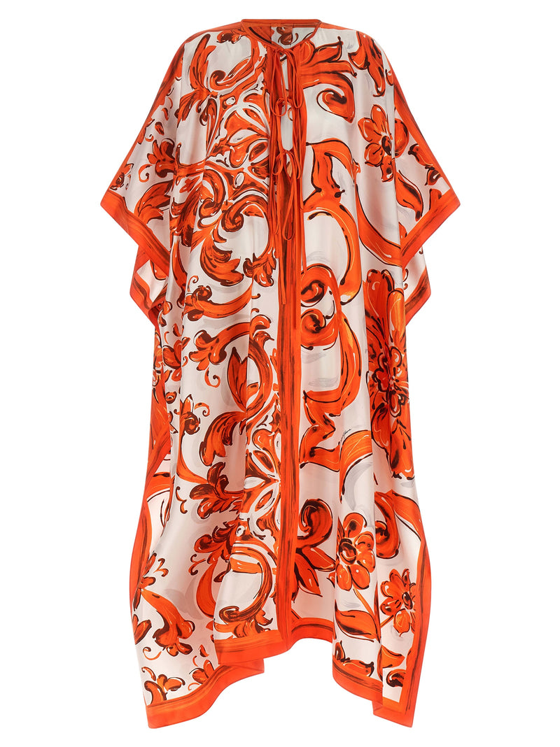Dolce & Gabbana Orange Silk Long Dress - Elegant & Unique