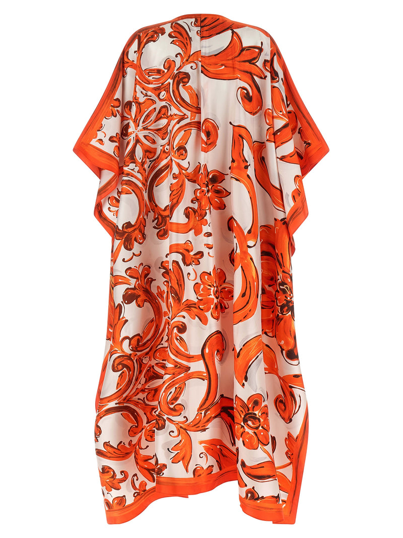 Dolce & Gabbana Orange Silk Long Dress - Elegant & Unique