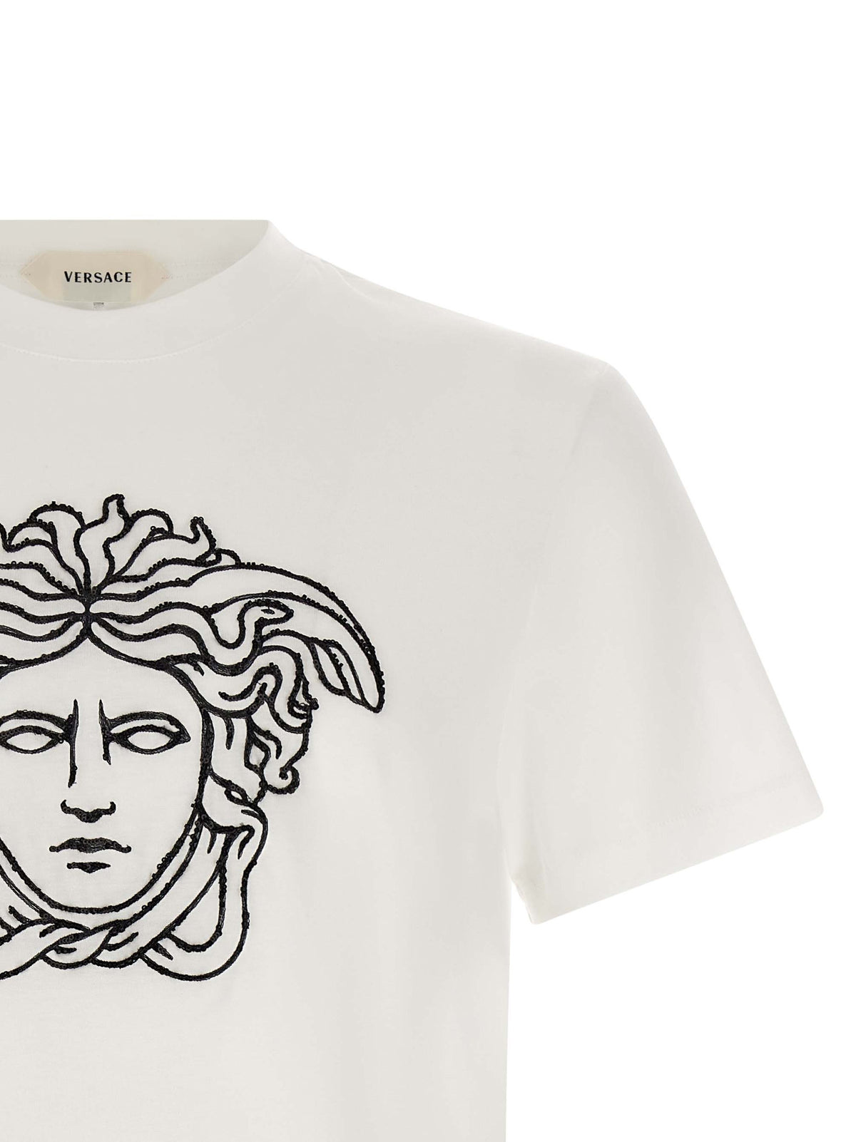 T-shirt bicolore en coton Versace