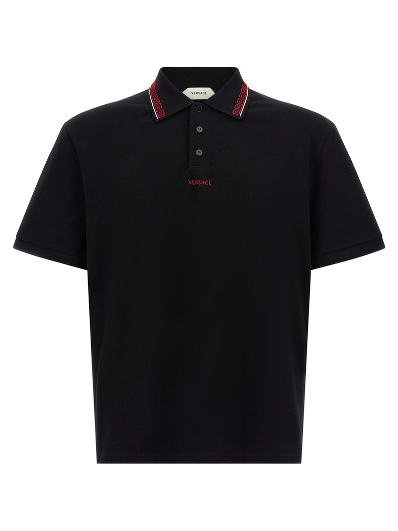 Versace Black Cotton Piqué Polo Shirt
