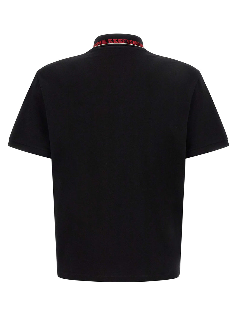 Versace Black Cotton Piqué Polo Shirt