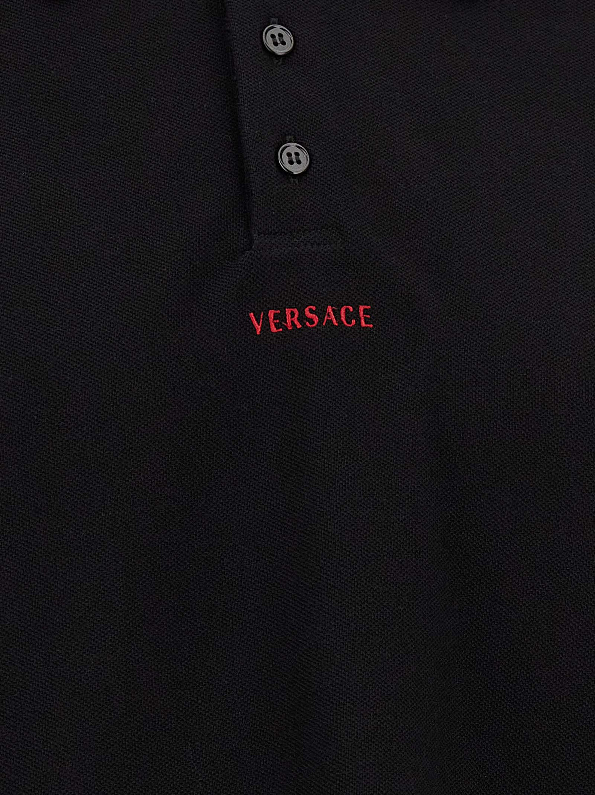 Versace Black Cotton Polo Shirt