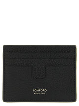 Porte-cartes Tom Ford en cuir de veau noir