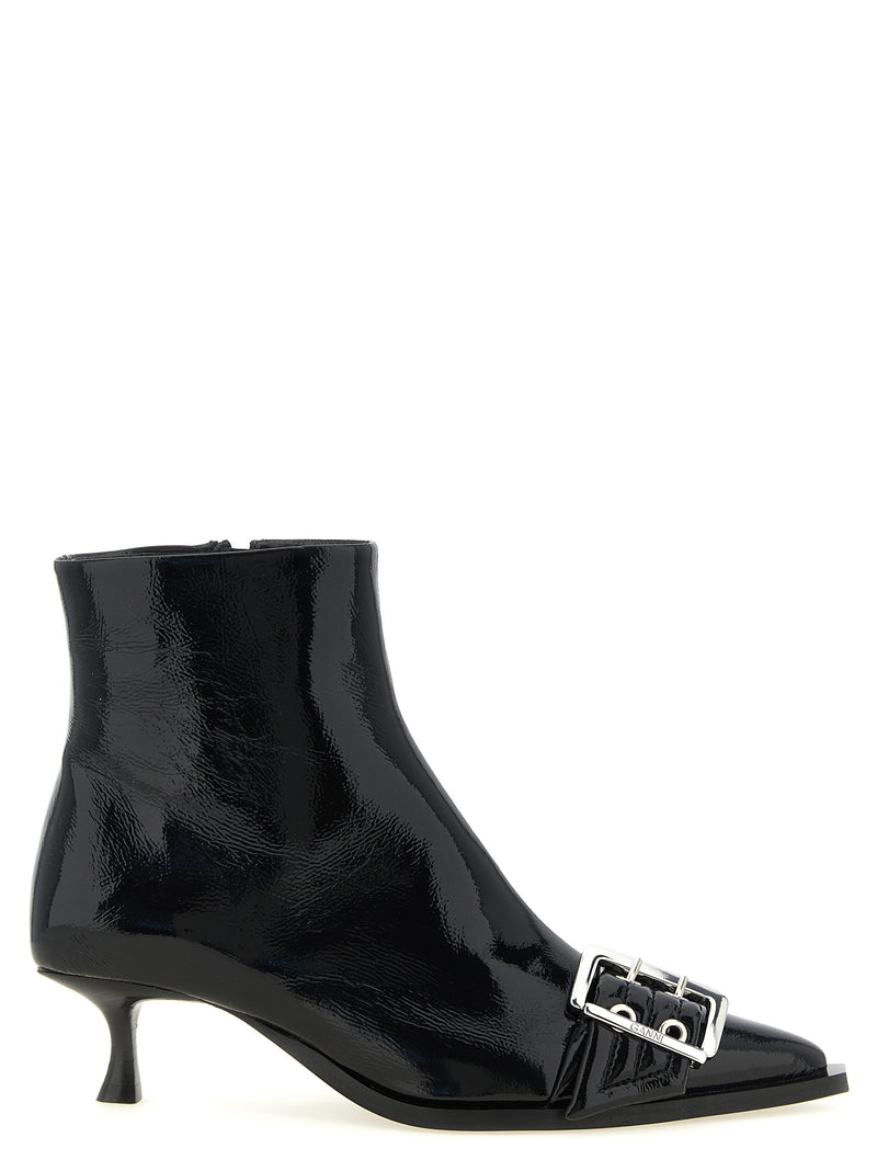 Ganni Black Polyethylene Ankle Boots - Buckle Detail