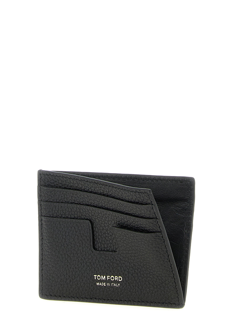 Porte-cartes Tom Ford en cuir de veau noir