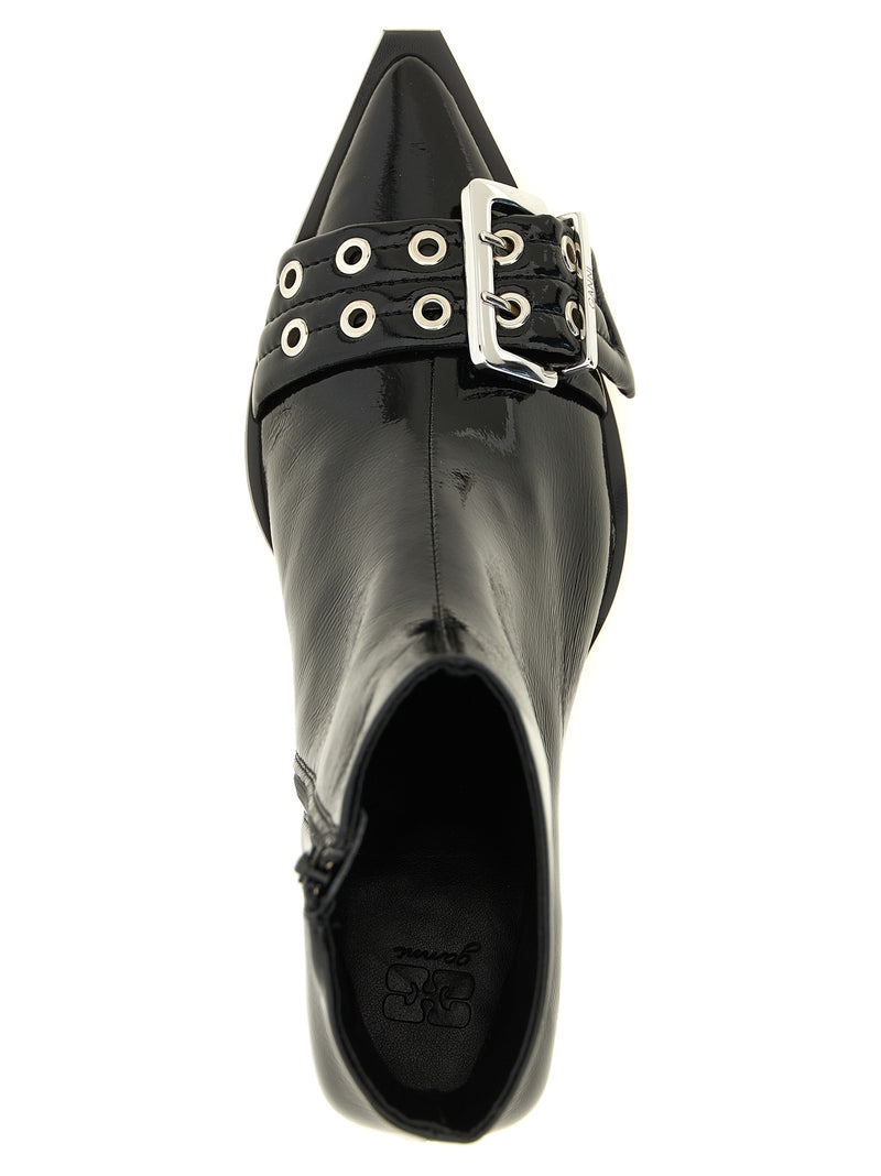 Ganni Black Polyethylene Ankle Boots - Buckle Detail