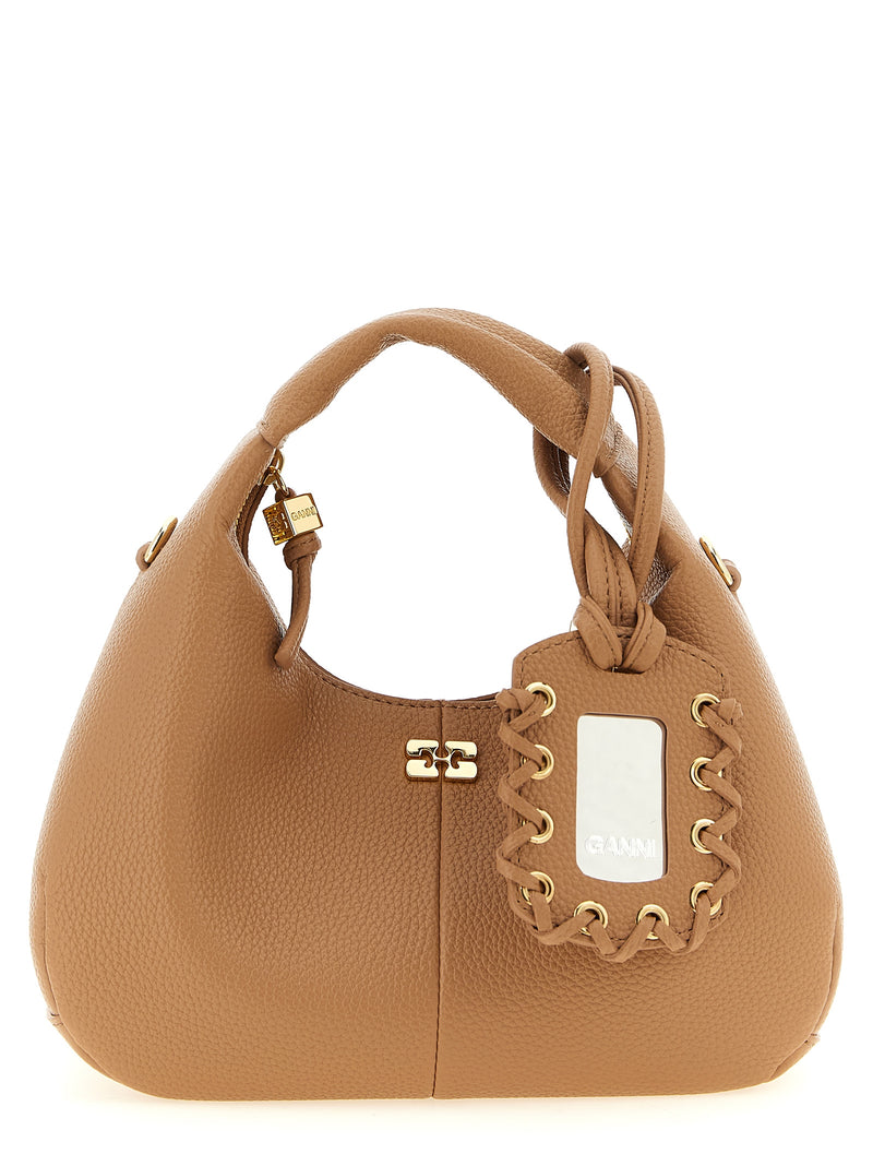 Ganni Mini Hobo Handbag in Beige - Sustainable Chic