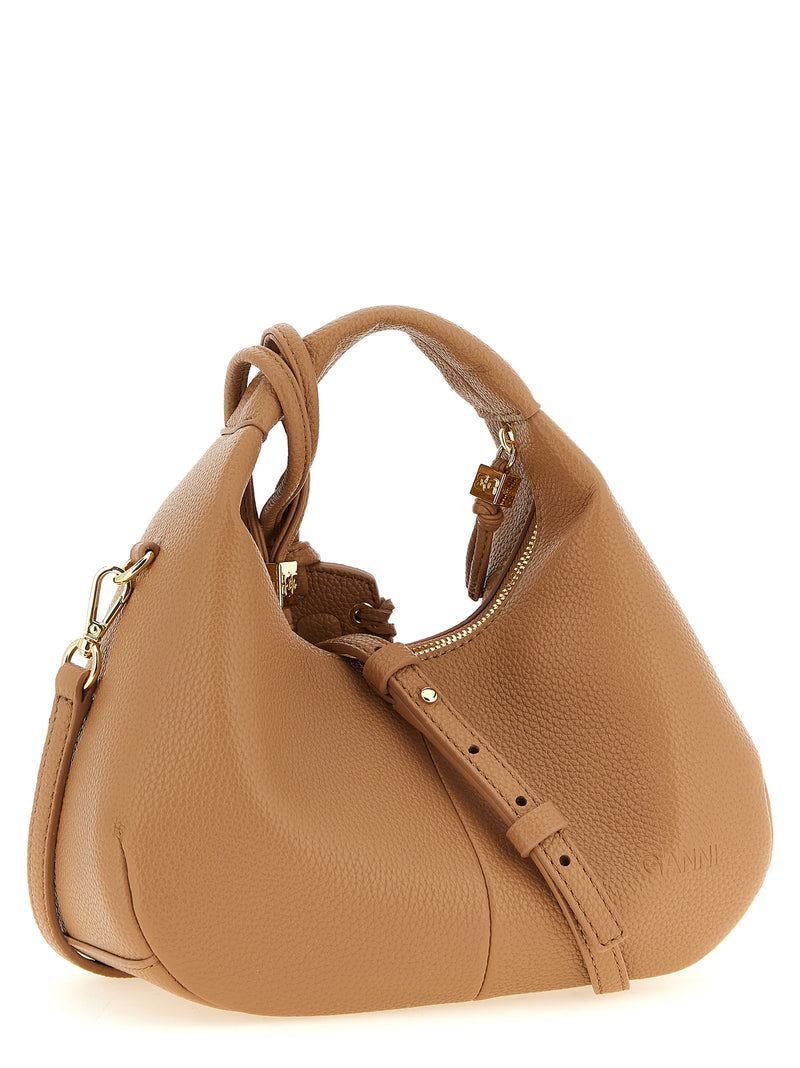 Ganni Mini Hobo Handbag in Beige - Sustainable Chic