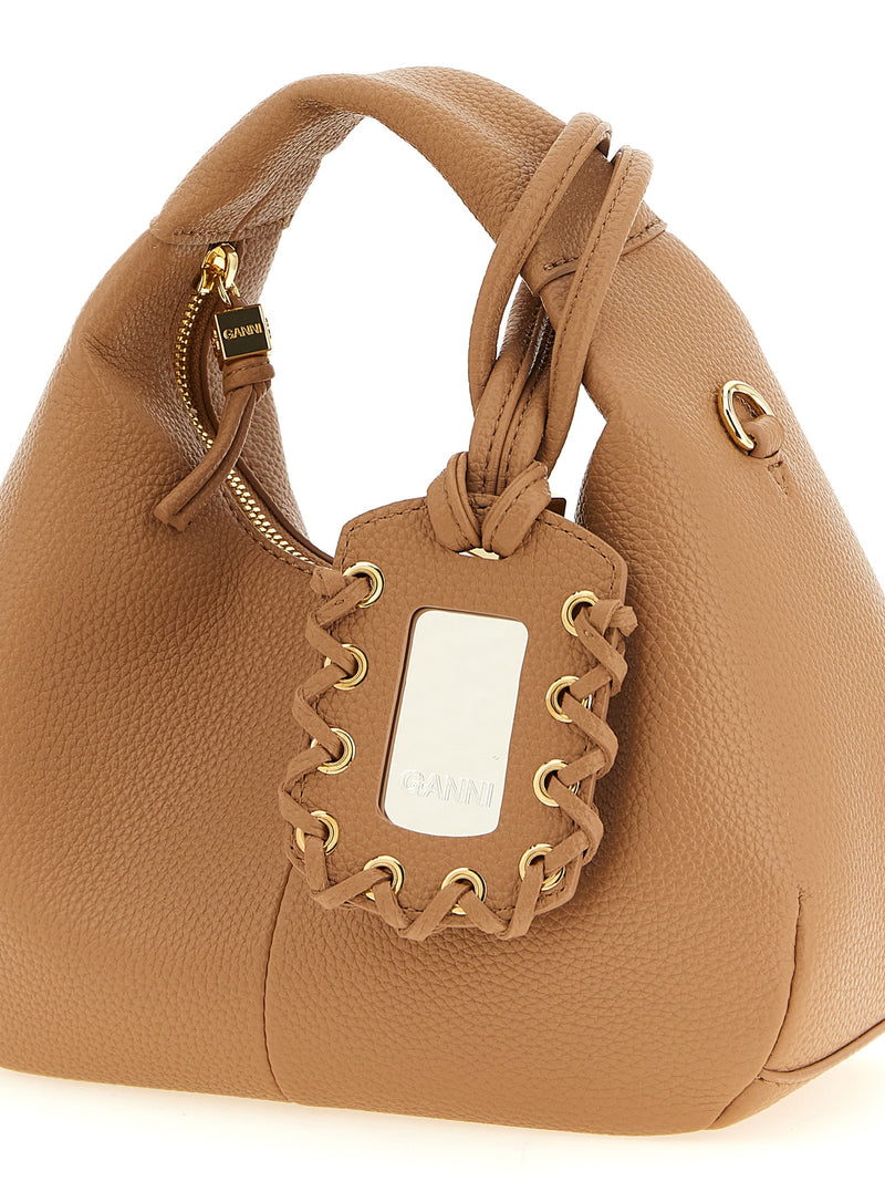 Ganni Mini Hobo Handbag in Beige - Sustainable Chic