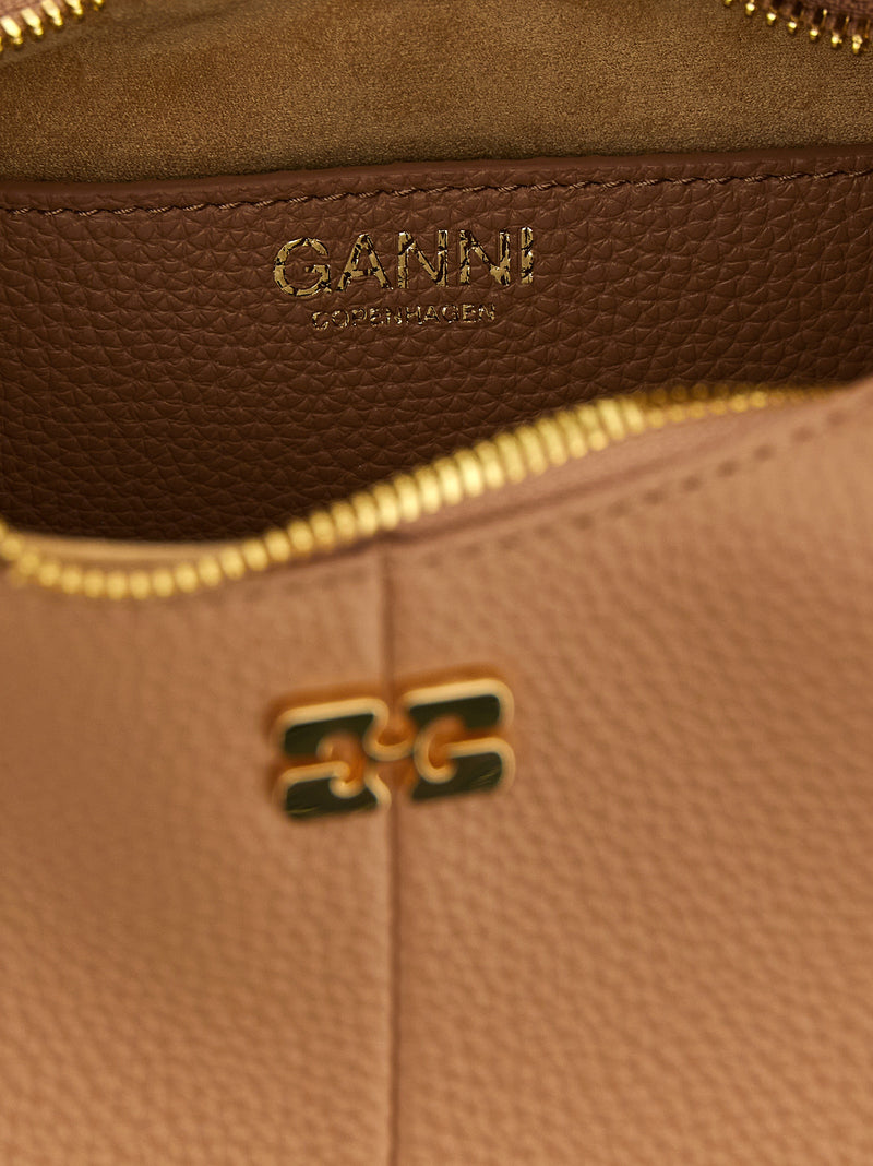 Ganni Mini Hobo Handbag in Beige - Sustainable Chic