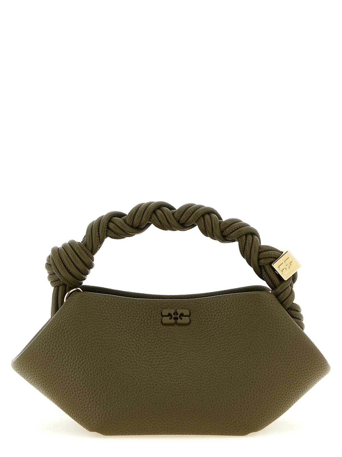 Ganni Bou Bicolor Handbag - Olive Green Faux Leather