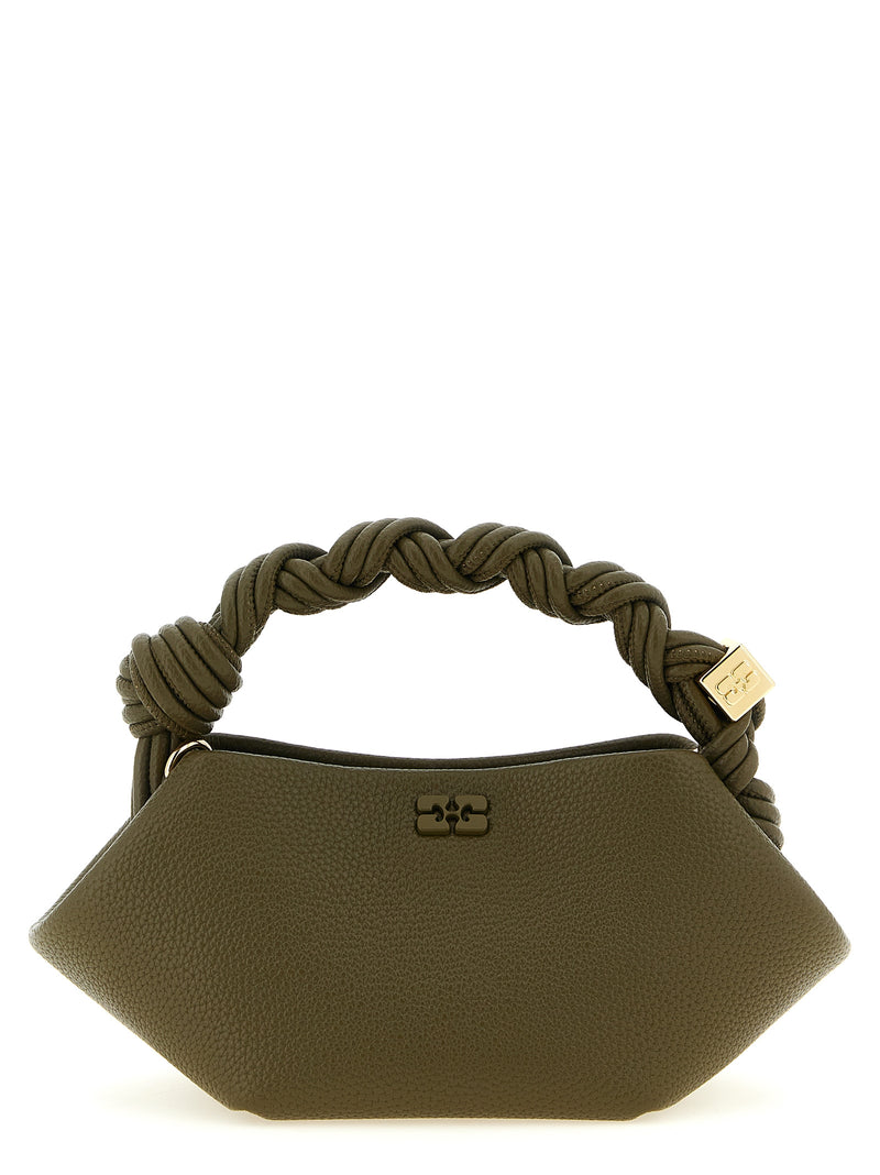 Ganni Bou Bicolor Handbag - Olive Green Faux Leather