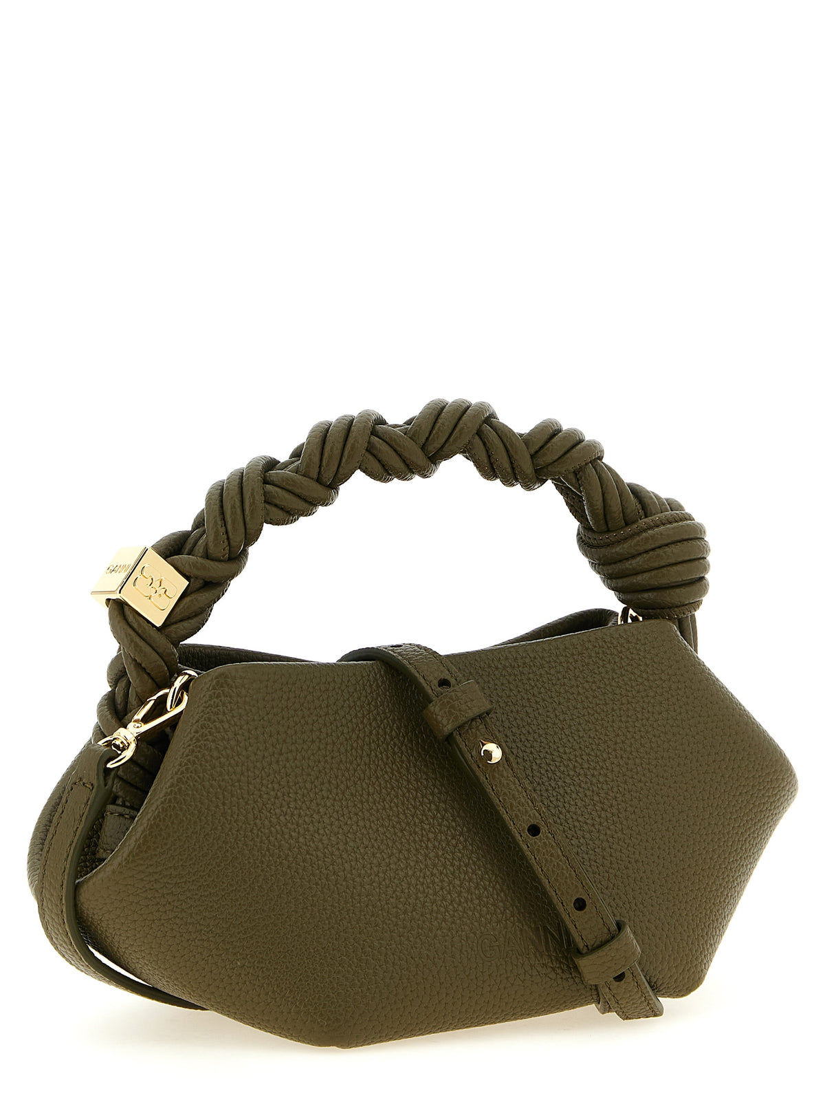 Ganni Bou Bicolor Handbag - Olive Green Faux Leather