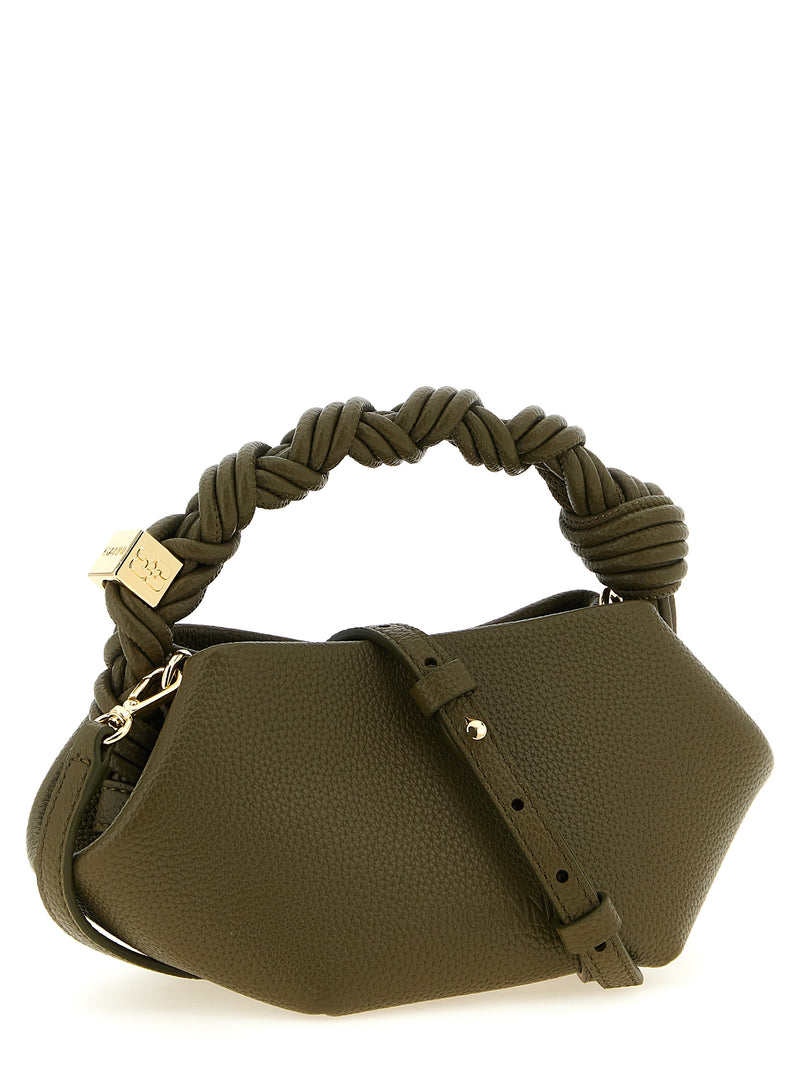 Ganni Bou Bicolor Handbag - Olive Green Faux Leather