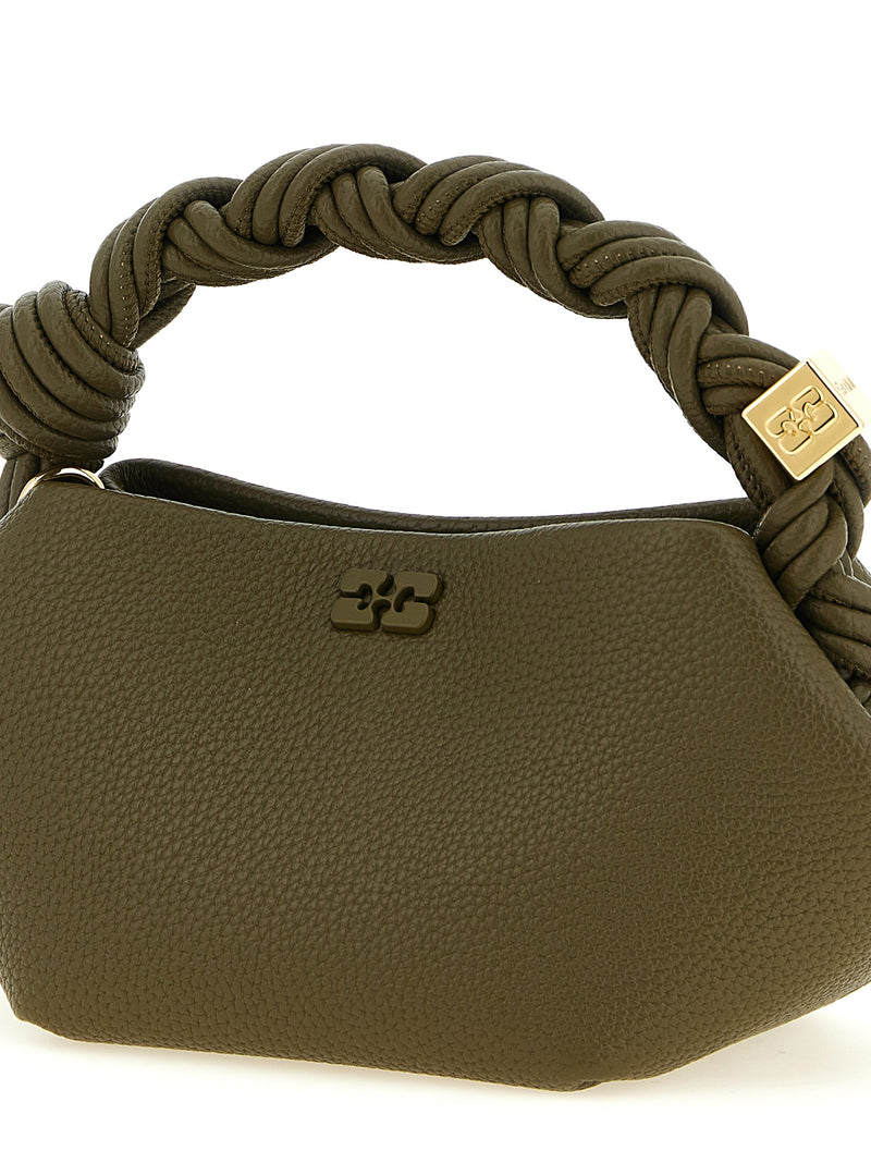 Ganni Bou Bicolor Handbag - Olive Green Faux Leather