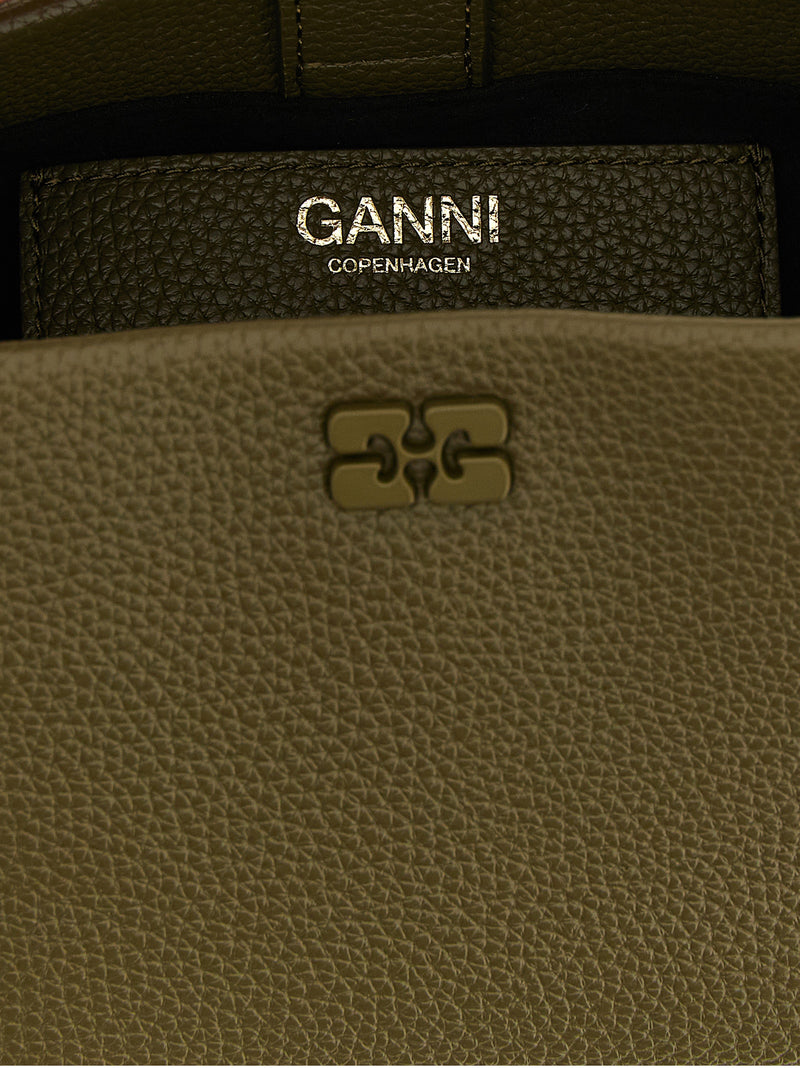 Ganni Bou Bicolor Handbag - Olive Green Faux Leather