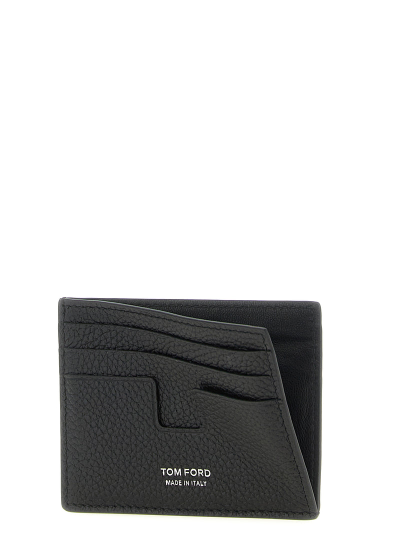 Porte-cartes Tom Ford en cuir de veau noir