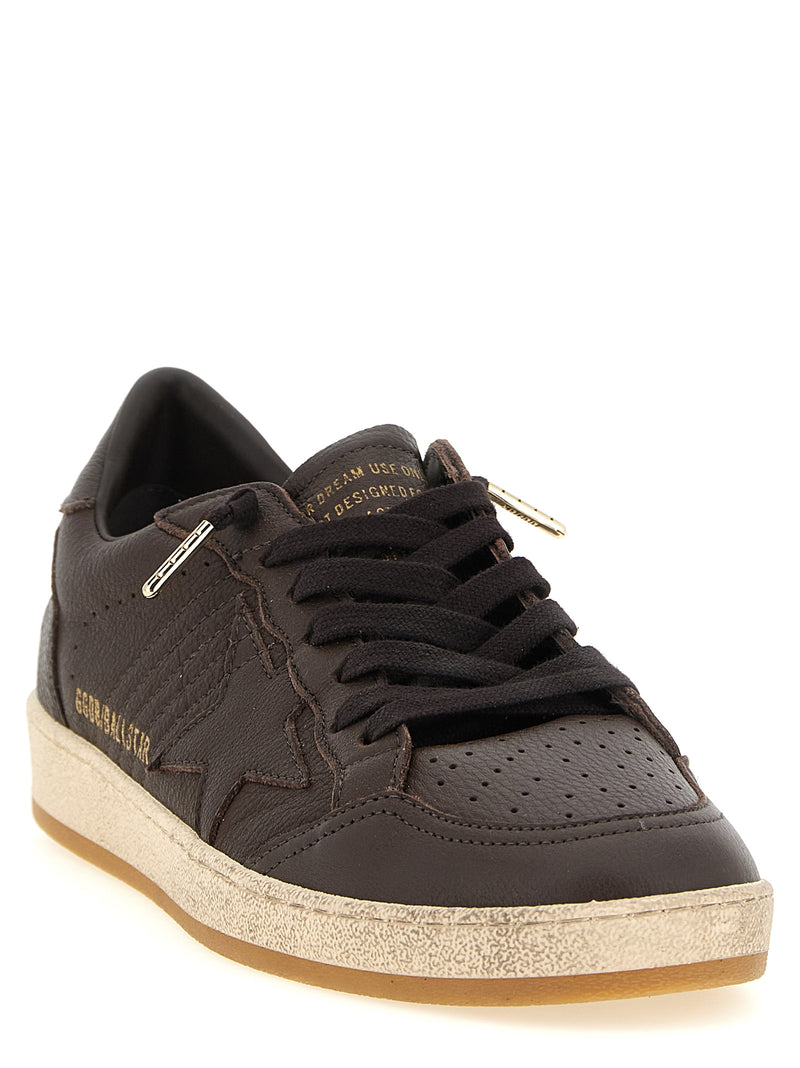 Golden Goose Ball Star Brown Cowhide Low Top Sneakers