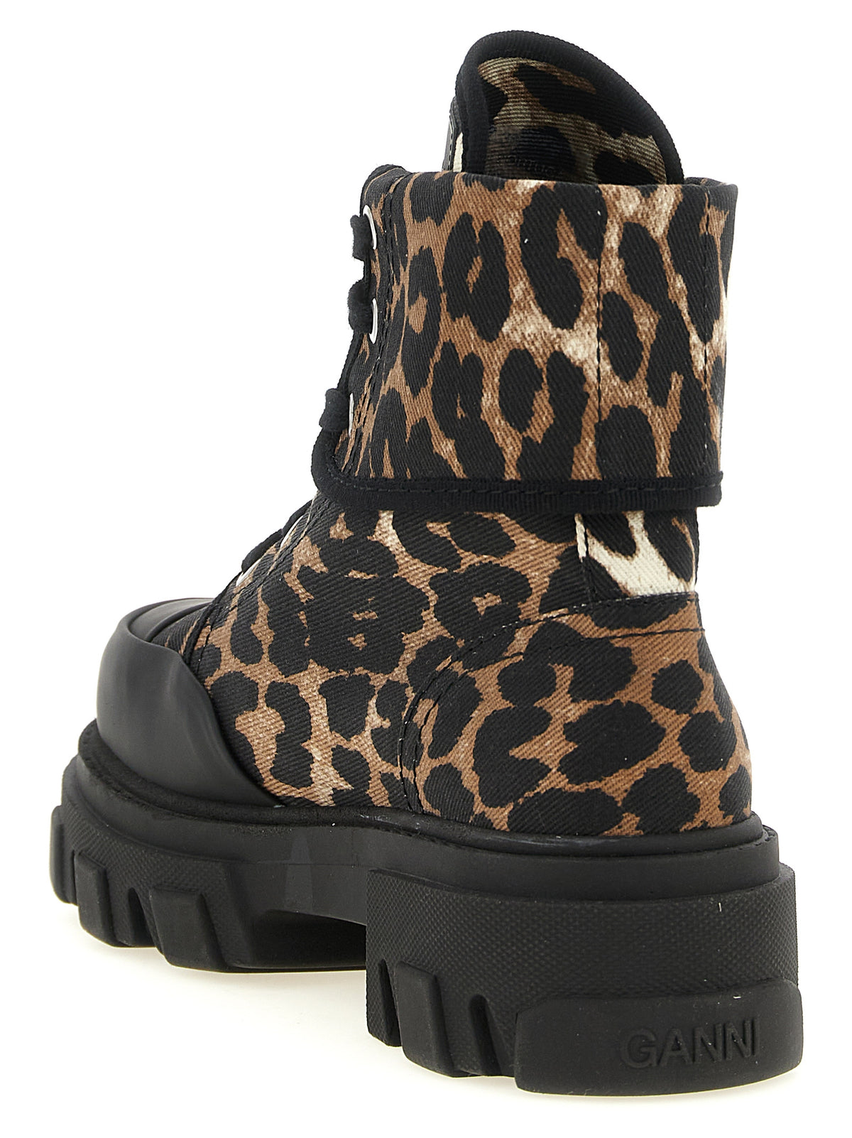 Ganni Multicolor Cotton Lace-Up Boots for Women