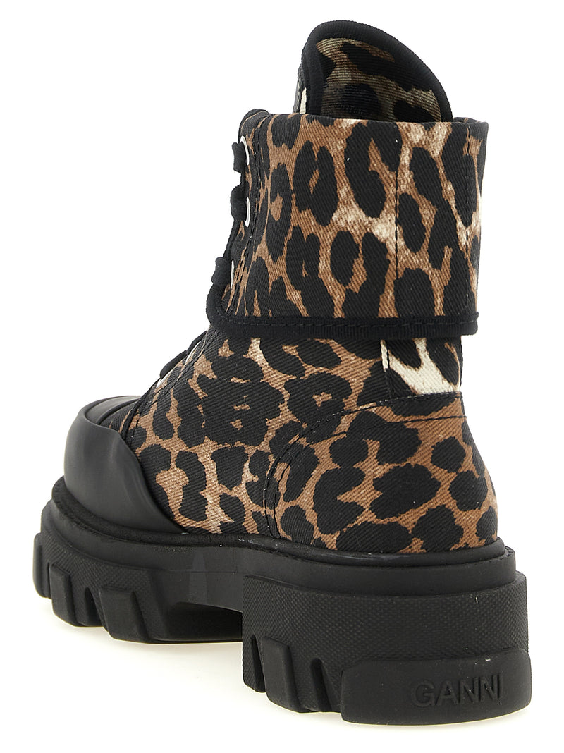 Ganni Multicolor Cotton Lace-Up Boots for Women