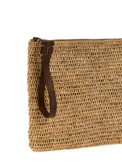Ibeliv Beige Raffia Clutch Bag