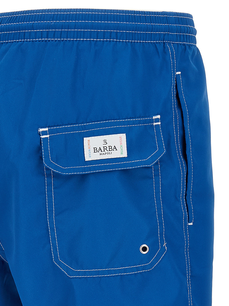 Short de bain Barba Napoli en polyester bleu